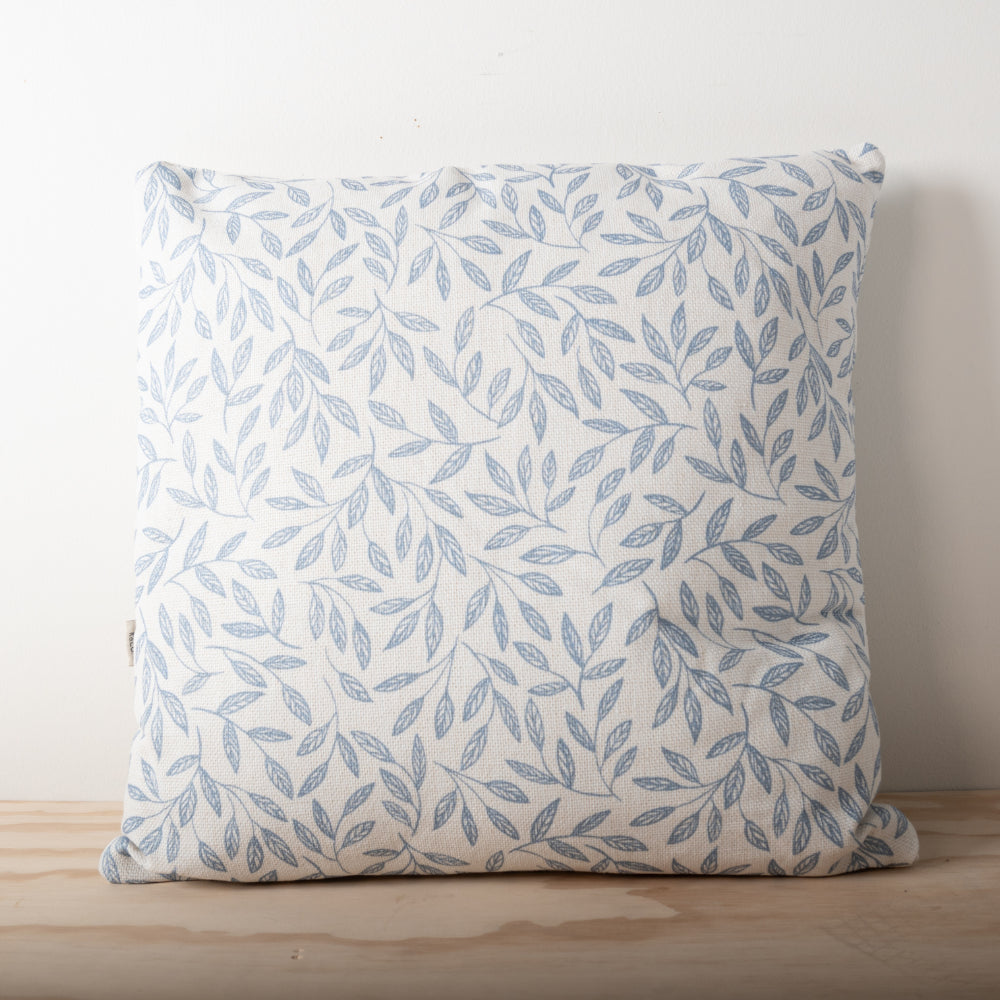 K&Co Printed Cushion - Blue Vine Leaves